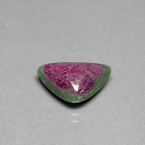5.18캐럿 천연 멀티컬러 루비 조이사이트, 트릴리언, 14.1×9.4 mm, 불투명체