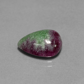5.94캐럿 천연 멀티컬러 루비 조이사이트, 배 모양, 13.4×10.2 mm, 불투명체