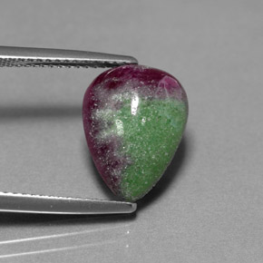 5.94캐럿 천연 멀티컬러 루비 조이사이트, 배 모양, 13.4×10.2 mm, 불투명체