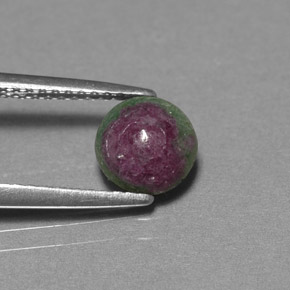 1.33캐럿 천연 멀티컬러 루비 조이사이트, 라운드 컷, 6.58 mm, 불투명체