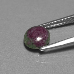 1.33캐럿 천연 멀티컬러 루비 조이사이트, 라운드 컷, 6.58 mm, 불투명체
