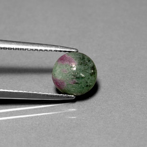 1.89캐럿 천연 멀티컬러 루비 조이사이트, 라운드 컷, 7.86 mm, 불투명체