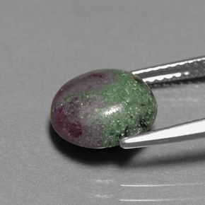 3.81캐럿 천연 멀티컬러 루비 조이사이트, 라운드 컷, 9.78 mm, 불투명체