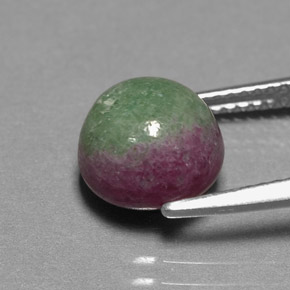 4.85캐럿 천연 멀티컬러 루비 조이사이트, 라운드 컷, 9.19 mm, 불투명체