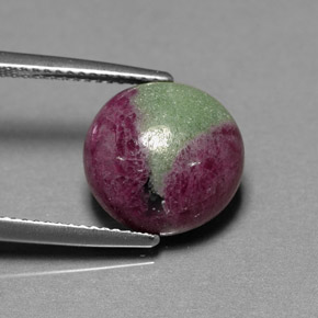 7.70캐럿 천연 멀티컬러 루비 조이사이트, 타원형 컷, 12.1×11.7 mm, 불투명체