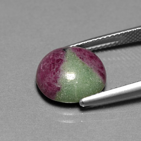 7.70캐럿 천연 멀티컬러 루비 조이사이트, 타원형 컷, 12.1×11.7 mm, 불투명체