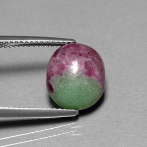 6.08캐럿 천연 멀티컬러 루비 조이사이트, 타원형 컷, 12×10.1 mm, 불투명체