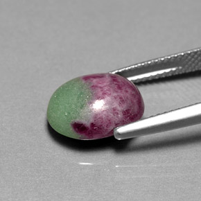 6.08캐럿 천연 멀티컬러 루비 조이사이트, 타원형 컷, 12×10.1 mm, 불투명체
