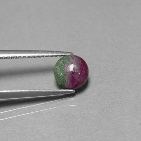 1.14캐럿 천연 다색 루비-Zoisite, 라운드 컷, 불투명체
