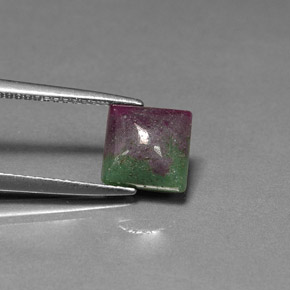 2.33캐럿 천연 멀티컬러 루비 조이사이트, 스퀘어, 7.8×7.6 mm, 불투명체