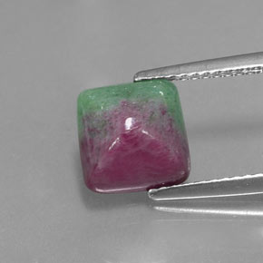 3.22캐럿 천연 멀티컬러 루비 조이사이트, 바게트, 8.5×8.3 mm, 불투명체