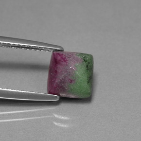 3.64캐럿 천연 멀티컬러 루비 조이사이트, 바게트, 8.1×7.8 mm, 불투명체