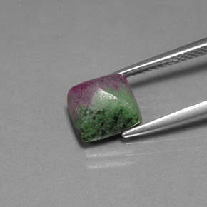 3.64캐럿 천연 멀티컬러 루비 조이사이트, 바게트, 8.1×7.8 mm, 불투명체