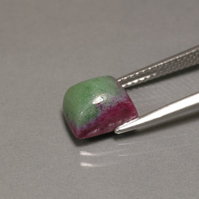 3.85캐럿 천연 멀티컬러 루비 조이사이트, 바게트, 8.3×7.2 mm, 불투명체