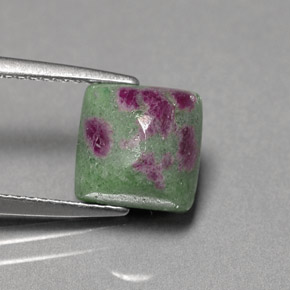 4.04캐럿 천연 멀티컬러 루비 조이사이트, 스퀘어, 8.3×8.2 mm, 불투명체
