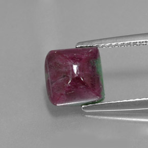 3.39캐럿 천연 멀티컬러 루비 조이사이트, 스퀘어, 8.2×7.9 mm, 불투명체
