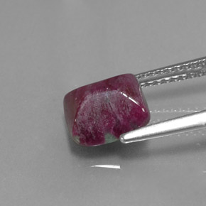 3.39캐럿 천연 멀티컬러 루비 조이사이트, 스퀘어, 8.2×7.9 mm, 불투명체