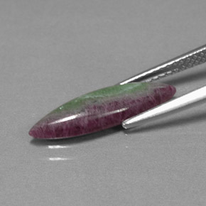 2.59캐럿 천연 멀티컬러 루비 조이사이트, 마퀴즈, 18.2×5.5 mm, 불투명체