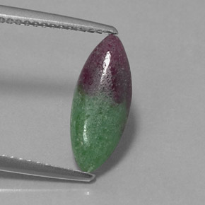 2.11캐럿 천연 멀티컬러 루비 조이사이트, 마퀴즈, 14.2×5.7 mm, 불투명체