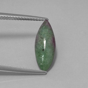 2.95캐럿 천연 멀티컬러 루비 조이사이트, 마퀴즈, 16.5×6.1 mm, 불투명체