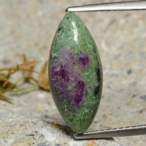 4.34캐럿 천연 멀티컬러 루비 조이사이트, 마퀴즈, 15.9×7.3 mm, 불투명체