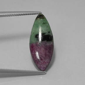 8.07캐럿 천연 멀티컬러 루비 조이사이트, 마퀴즈, 22.8×9.2 mm, 불투명체