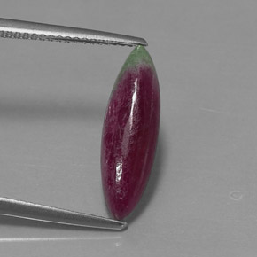 3.94캐럿 천연 멀티컬러 루비 조이사이트, 마퀴즈, 18.4×5.6 mm, 불투명체