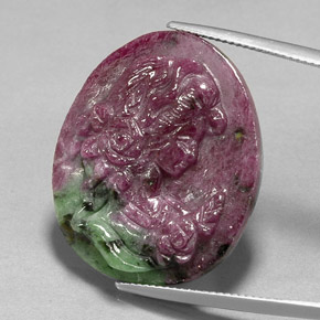 41.32캐럿 천연 멀티컬러 루비 조이사이트, 멋진 모양, 27.4×24 mm, 불투명체