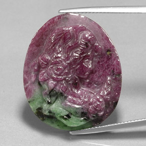 41.32캐럿 천연 멀티컬러 루비 조이사이트, 멋진 모양, 27.4×24 mm, 불투명체