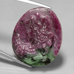 41.32캐럿 천연 멀티컬러 루비 조이사이트, 멋진 모양, 27.4×24 mm, 불투명체