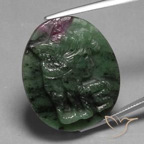 41.05ct 자연스러운 다색 루비-Zoisite, 타원형, 불투명체
