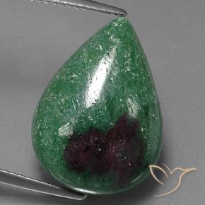 16.04ct 자연스러운 다색 루비-Zoisite, 배 모양, 불투명체