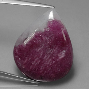 21.21캐럿 천연 멀티컬러 루비 조이사이트, 배 모양, 24.7×20 mm, 불투명체
