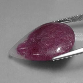 21.21캐럿 천연 멀티컬러 루비 조이사이트, 배 모양, 24.7×20 mm, 불투명체
