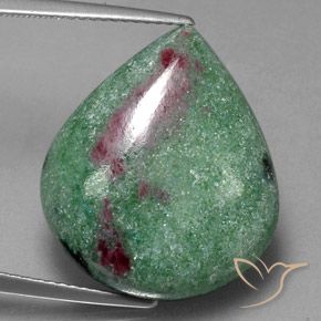 23.66ct 자연스러운 다색 루비-Zoisite, 배 모양, 불투명체