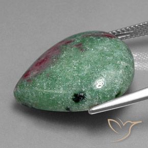 23.66캐럿 천연 다색 루비-Zoisite, 배 모양, 불투명체