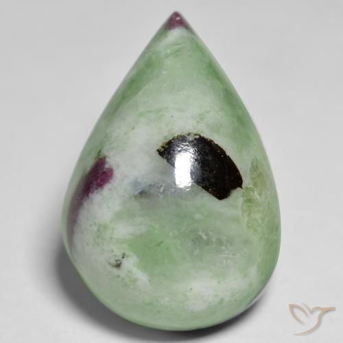 24.85ct 자연스러운 다색 루비-Zoisite, 배 모양, 불투명체