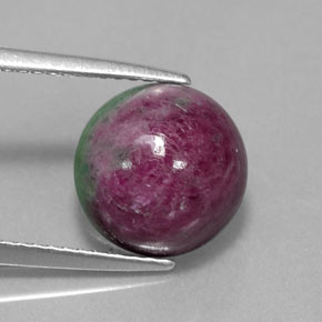 6.11캐럿 천연 멀티컬러 루비 조이사이트, 라운드 컷, 9.96 mm, 불투명체