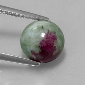 3.91캐럿 천연 멀티컬러 루비 조이사이트, 라운드 컷, 9.06 mm, 불투명체