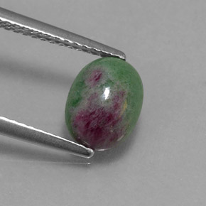 2.27캐럿 천연 멀티컬러 루비 조이사이트, 타원형 컷, 9×6.8 mm, 불투명체