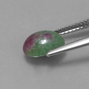2.27캐럿 천연 멀티컬러 루비 조이사이트, 타원형 컷, 9×6.8 mm, 불투명체