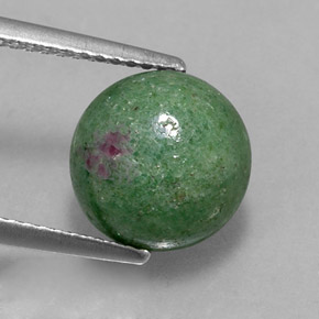 5.13캐럿 천연 멀티컬러 루비 조이사이트, 라운드 컷, 9.94 mm, 불투명체
