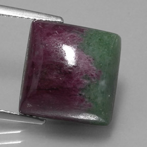 20.27캐럿 천연 멀티컬러 루비 조이사이트, 스퀘어, 13.2×12.8 mm, 불투명체
