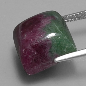 20.27캐럿 천연 멀티컬러 루비 조이사이트, 스퀘어, 13.2×12.8 mm, 불투명체