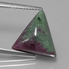 8.77캐럿 천연 멀티컬러 루비 조이사이트, 트릴리언, 13.9×13.8 mm, 불투명체
