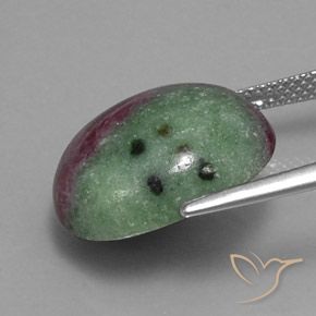15.00캐럿 천연 멀티컬러 루비 조이사이트, 타원형 컷, 16.6×14 mm, 불투명체