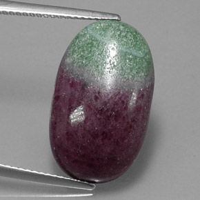 13.64캐럿 천연 멀티컬러 루비 조이사이트, 타원형 컷, 20.6×12.4 mm, 불투명체