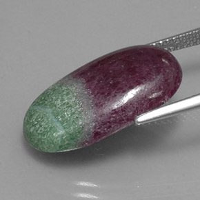 13.64캐럿 천연 멀티컬러 루비 조이사이트, 타원형 컷, 20.6×12.4 mm, 불투명체