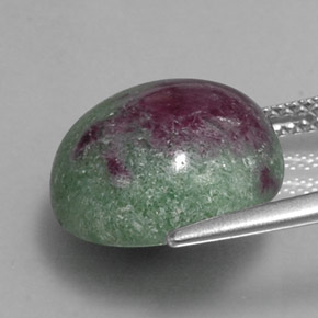 12.41캐럿 천연 멀티컬러 루비 조이사이트, 라운드 컷, 13.66 mm, 불투명체
