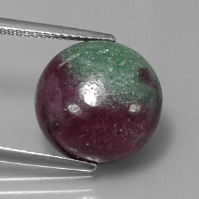 12.48캐럿 천연 멀티컬러 루비 조이사이트, 라운드 컷, 13.46 mm, 불투명체